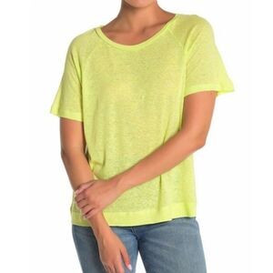 Melloday Raglan sleeve crew neck linen blend tee